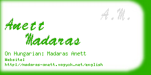 anett madaras business card
